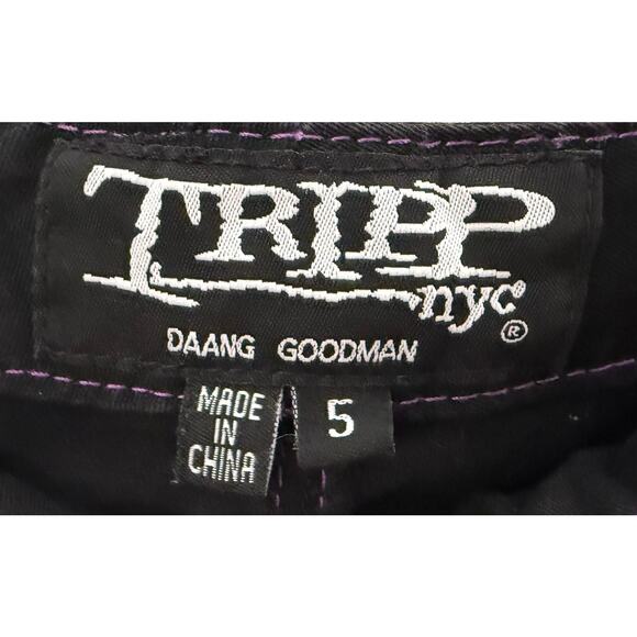 Tripp NYC Women's Y2K Streetwear Rave Bondage Black Purple Cargo Jeans Chains 5 - Picture 14 of 16